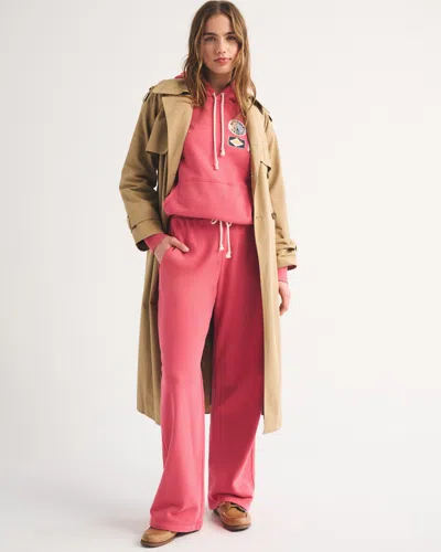 Abercrombie & Fitch High Rise Sunday Terry Wide Leg Sweatpant In Red