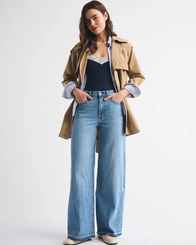 Abercrombie & Fitch High Rise Wide Leg Jean In Blue