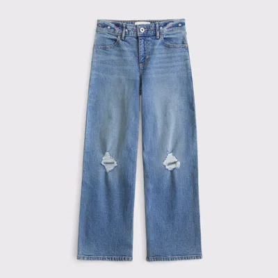 Abercrombie & Fitch Kids' High Rise Wide Leg Jean In Light Embroidery