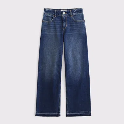 Abercrombie & Fitch Kids' High Rise Wide Leg Jeans In Dark Let Down Hem