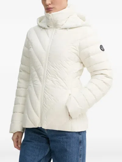 Abercrombie & Fitch Hooded Quilted Jacket In White
