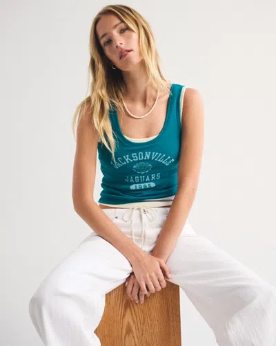 Abercrombie & Fitch Jacksonville Jaguars Bra-free Rib Scoopneck Tank In Green