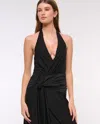 Abercrombie & Fitch Knot-front Maxi Dress In Black