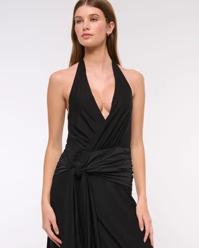 Abercrombie & Fitch Knot-front Maxi Dress In Black