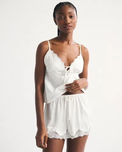 Abercrombie & Fitch Satin Lace Trim Pajama Shorts In Multi