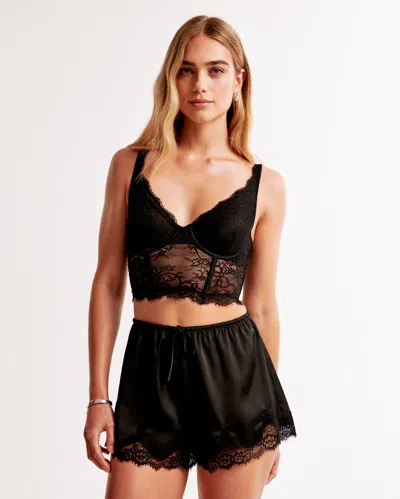 Abercrombie & Fitch Lace Balconette Corset In Black