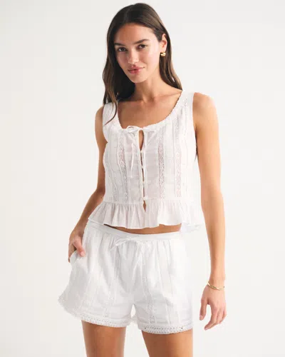 Abercrombie & Fitch Lace-trim Pull-on Short In White