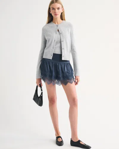 Abercrombie & Fitch Lace-trim Boho Mini Skort In Blue