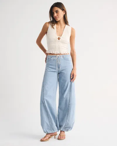 Abercrombie & Fitch Linen-blend High Rise Balloon Jean In White