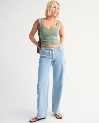 Abercrombie & Fitch Linen-blend Low Rise Ultra Loose Jean In Blue