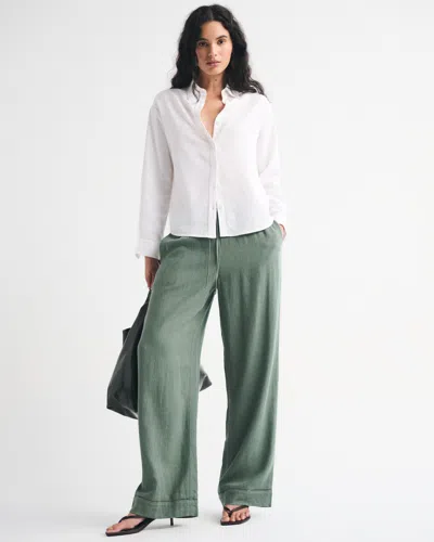 Abercrombie & Fitch Linen-blend Pull-on Pant In Green