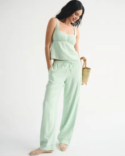 Abercrombie & Fitch Linen-blend Pull-on Pant In Green