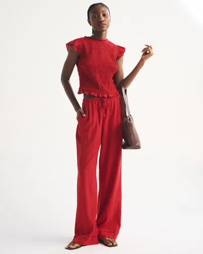 Abercrombie & Fitch Linen-blend Pull-on Pant In Black