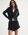 Abercrombie & Fitch Linen-blend Ruffle Pull-on Short In Black