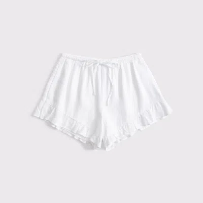 Abercrombie & Fitch Linen-blend Ruffle Pull-on Short In White