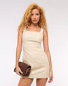 Abercrombie & Fitch Linen-blend Wide Strap Mini Dress In Sand