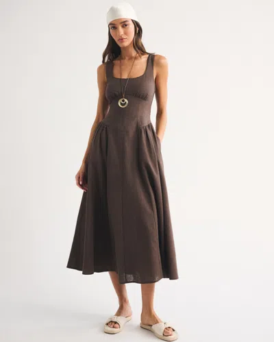 Abercrombie & Fitch Linen-blend A&f Bra-free Dylan Midi Dress In Multi