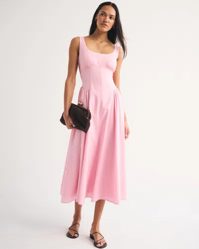 Abercrombie & Fitch Linen-blend A&f Bra-free Dylan Midi Dress In Multi