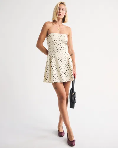Abercrombie & Fitch Linen-blend A&f Bra-free Dylan Strapless Mini Dress In White Polka Dot