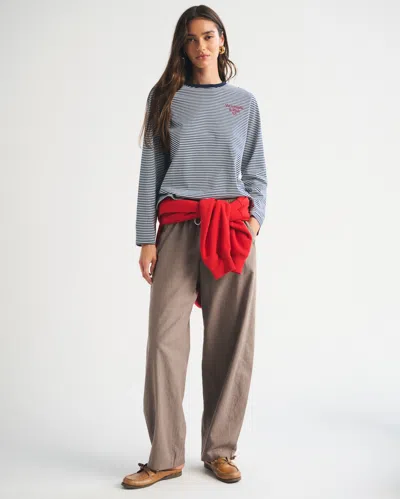 Abercrombie & Fitch Linen-blend Barrel Pull-on Pant In Blue