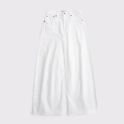 Abercrombie & Fitch Linen-blend Curve Love High Rise Ultra Wide Leg Jean In White