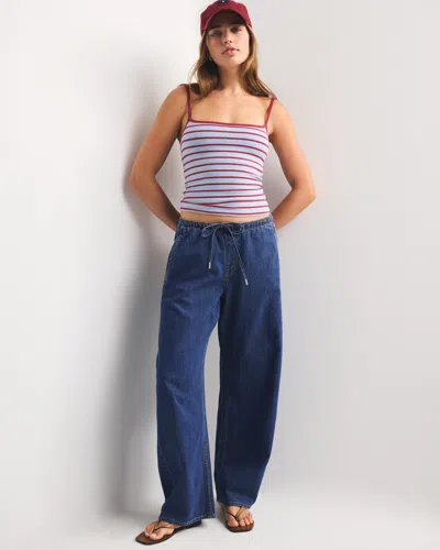 Abercrombie & Fitch Linen-blend Denim Pull-on Barrel Jean In Medium