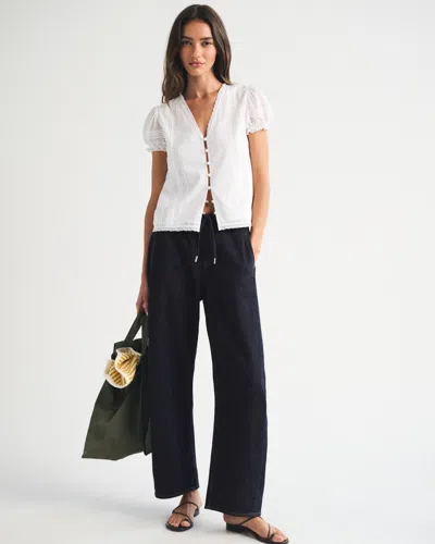 Abercrombie & Fitch Linen-blend Denim Pull-on Barrel Jean In Rinse