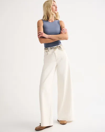 Abercrombie & Fitch Linen-blend High Rise Ultra Wide Leg Jean In Brown
