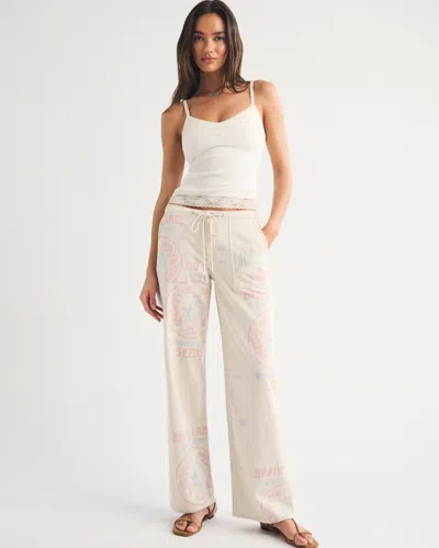 Abercrombie & Fitch Linen-blend Low Rise Ultra Loose Drawstring Jean In White