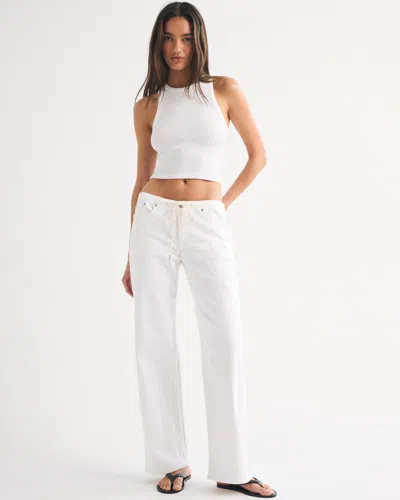 Abercrombie & Fitch Linen-blend Low Rise Ultra Loose Drawstring Jean In White