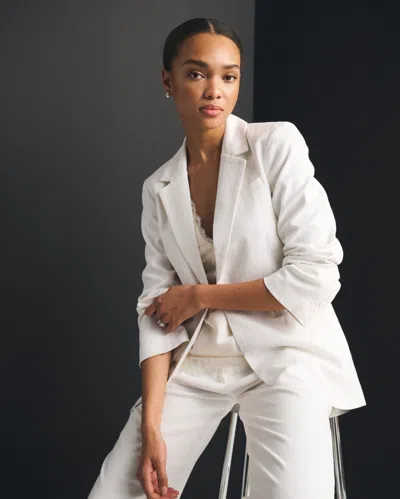 Abercrombie & Fitch Linen-blend Nipped-waist Blazer In White
