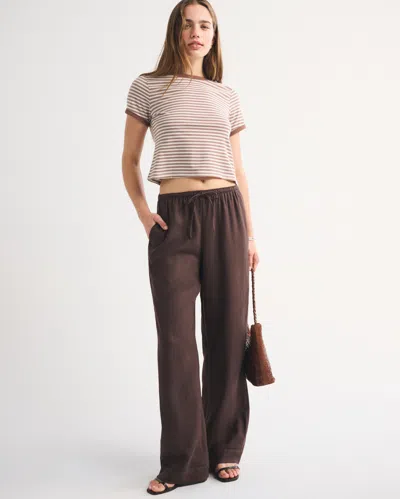 Abercrombie & Fitch Linen-blend Pull-on Pant In Brown
