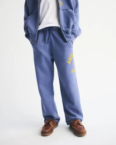 Abercrombie & Fitch Kids' Logo Baggy Open-hem Sweatpants In Blue