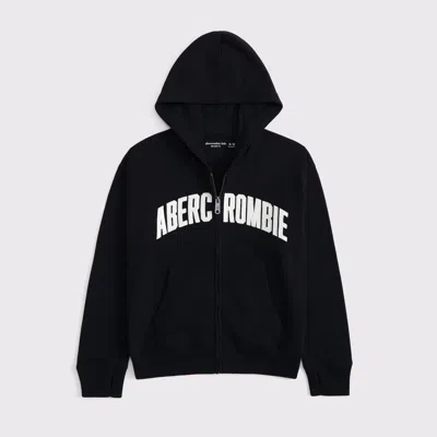 Abercrombie & Fitch Kids' Logo Full-zip Hoodie In Black