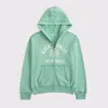Abercrombie & Fitch Logo Full-zip Hoodie In Green