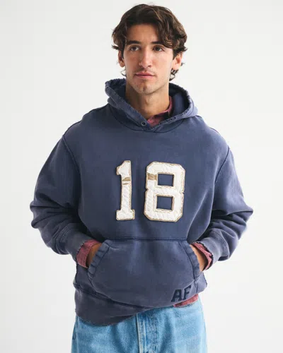 Abercrombie & Fitch Logo Popover Hoodie In Blue