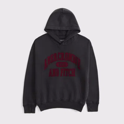 Abercrombie & Fitch Kids' Logo Popover Hoodie In Black