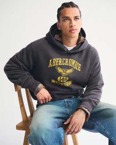 Abercrombie & Fitch Logo Popover Hoodie In Gray