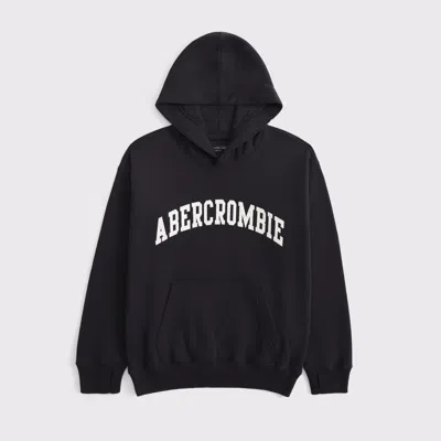 Abercrombie & Fitch Kids' Logo Popover Hoodie In Black