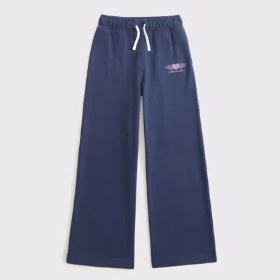 Abercrombie & Fitch Kids' Logo Wide Leg Sweatpants In Blue