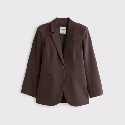 Abercrombie & Fitch Long-length Nipped Waist Suiting Blazer In Brown