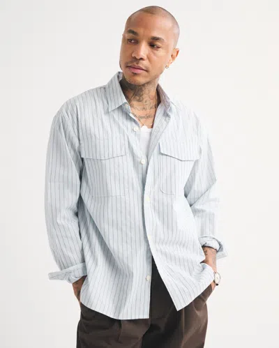 Abercrombie & Fitch Long-sleeve 2-pocket Shirt In Blue