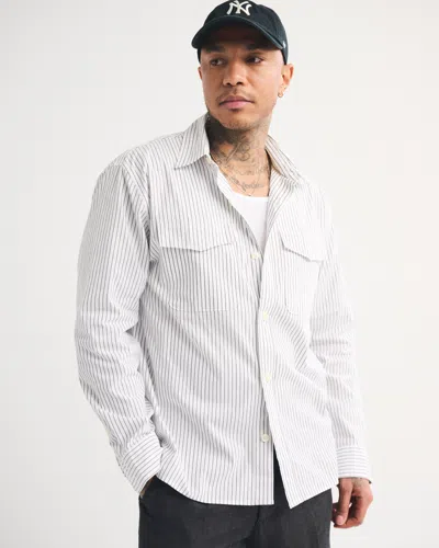 Abercrombie & Fitch Long-sleeve 2-pocket Shirt In White