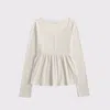 Abercrombie & Fitch Long-sleeve Babydoll Button-through Tee In White