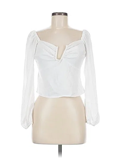 Pre-owned Abercrombie & Fitch Long Sleeve Blouse In White