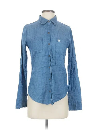 Pre-owned Abercrombie & Fitch Long Sleeve Button Down Shirt In Blue