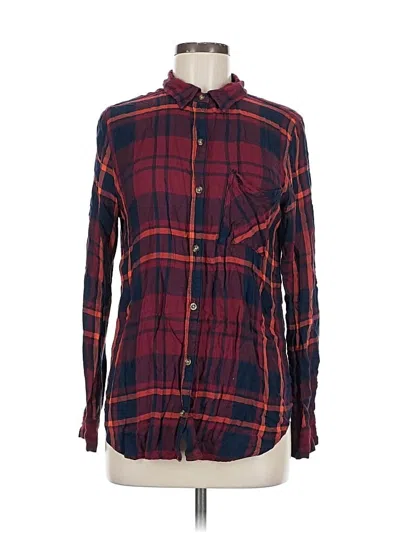 Pre-owned Abercrombie & Fitch Long Sleeve Button Down Shirt In Burgundy