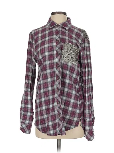 Pre-owned Abercrombie & Fitch Long Sleeve Button Down Shirt In Burgundy