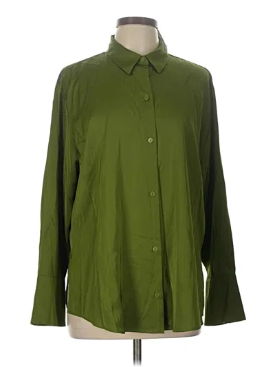 Abercrombie & Fitch Long Sleeve Button Down Shirt In Green
