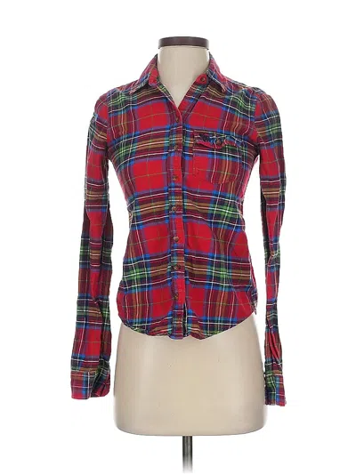 Pre-owned Abercrombie & Fitch Long Sleeve Button Down Shirt In Red